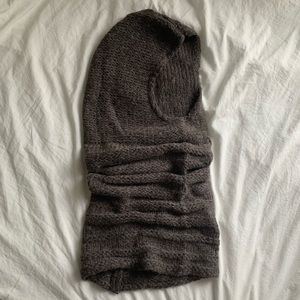 Vintage brown hood accordion tube scarf balaclava